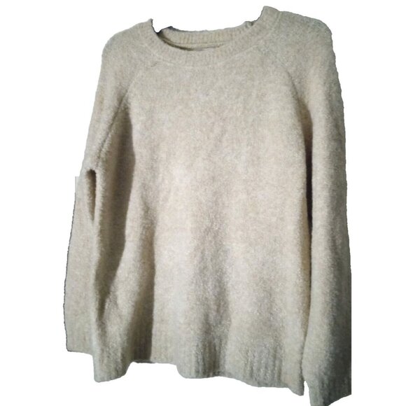 Loft Womens Size LP (12-14) Oatmeal Beige Roll Neck Crew  Oversized Sweater - Picture 1 of 9